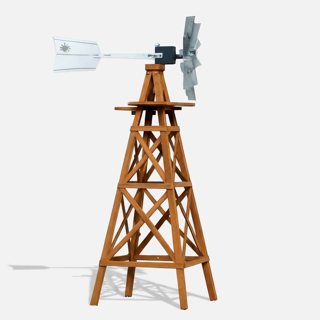 Wood Tower Large Windmill For Yard | Complete Kit