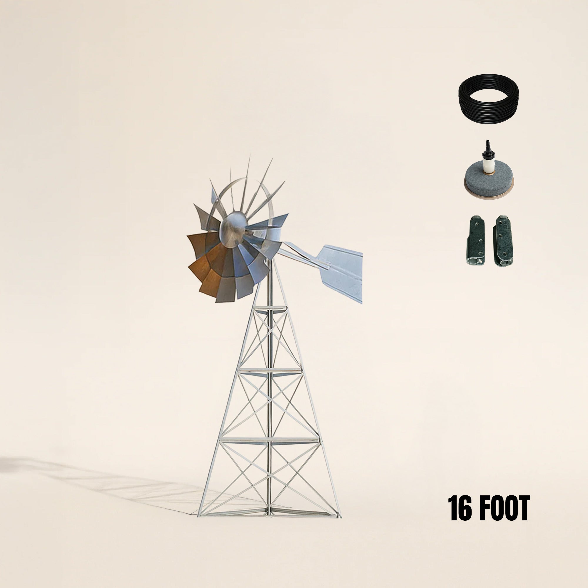 Steel Windmill Pond Aerator | 3-Leg Tower | Base Kit