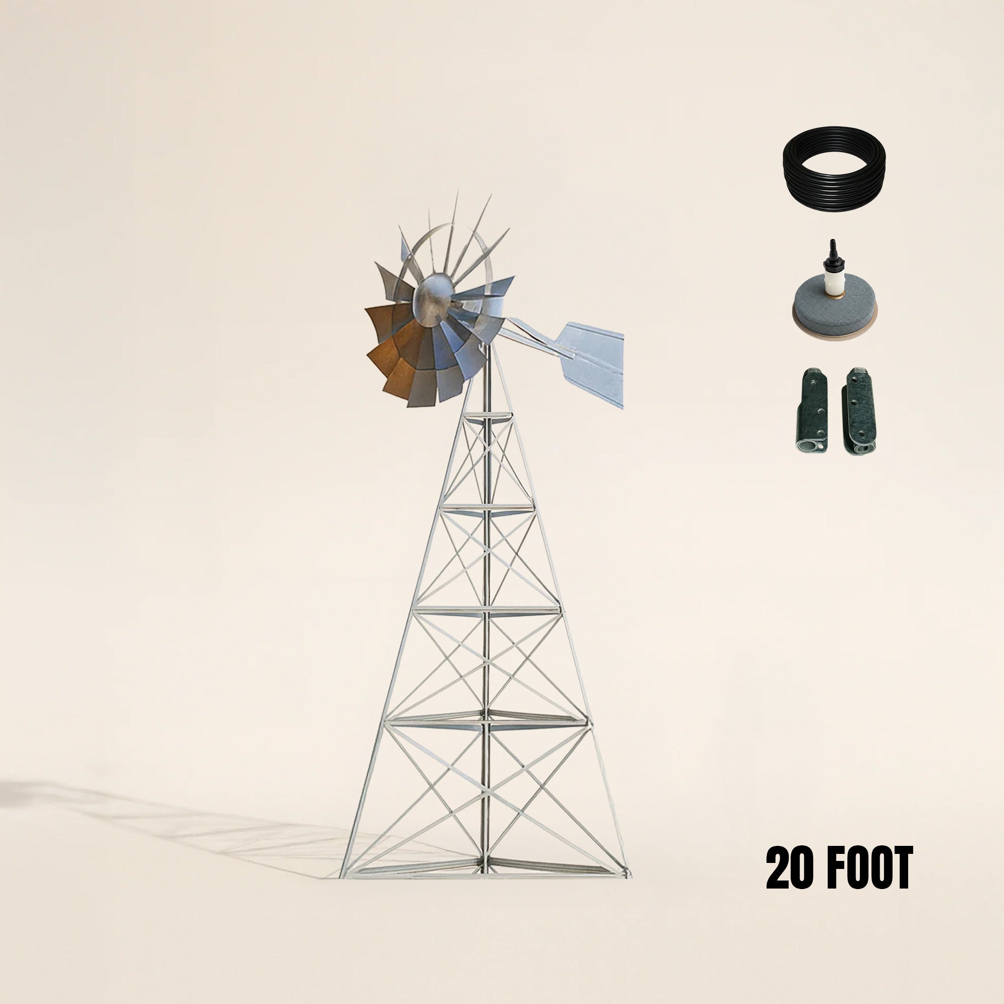 Steel Windmill Pond Aerator | 3-Leg Tower | Base Kit