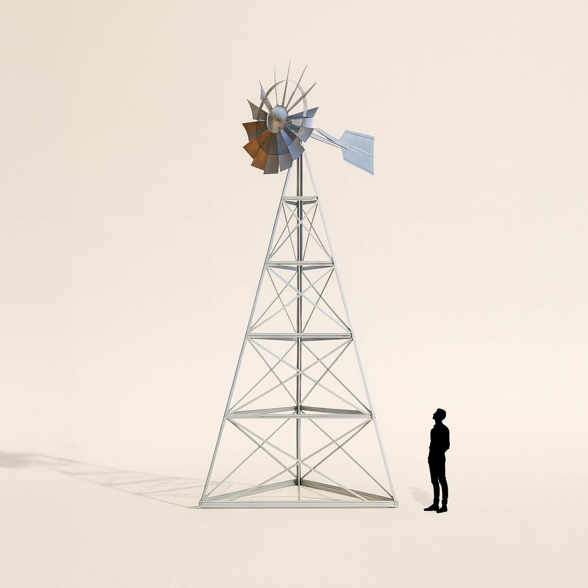 Steel Tower Large Windmill for Yard | 3-Leg