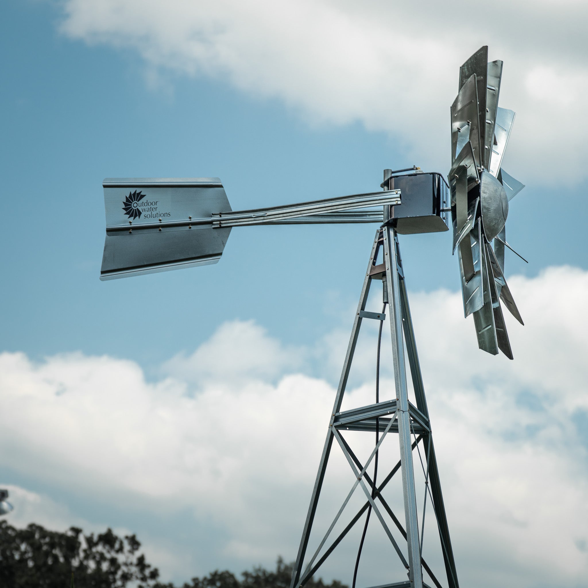 Aeration windmill head replacement with compressor for off-grid pond aeration, 73-inch blades, airline and diffuser