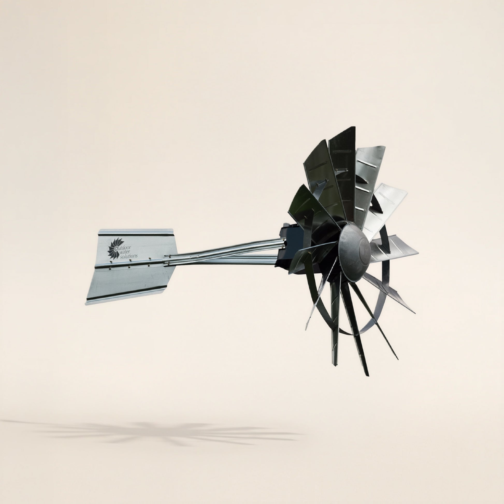 Aeration windmill head replacement with compressor for off-grid pond aeration, 73-inch blades, airline and diffuser