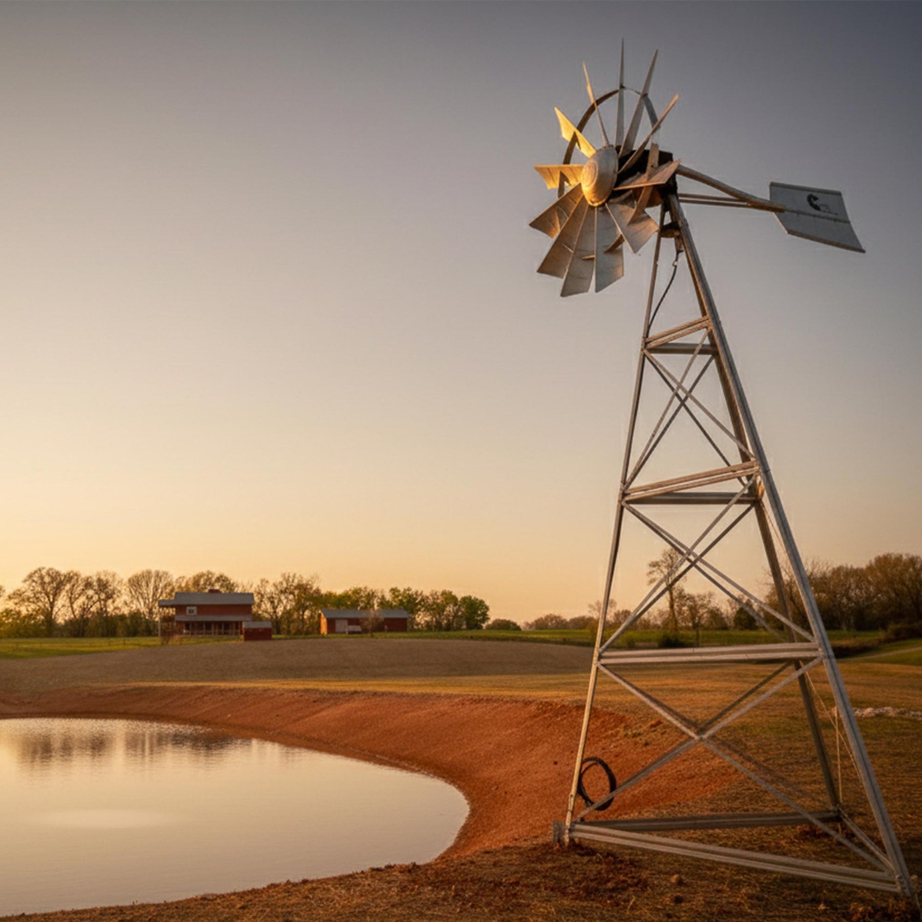 Aeration windmill head replacement with compressor for off-grid pond aeration, 73-inch blades, airline and diffuser