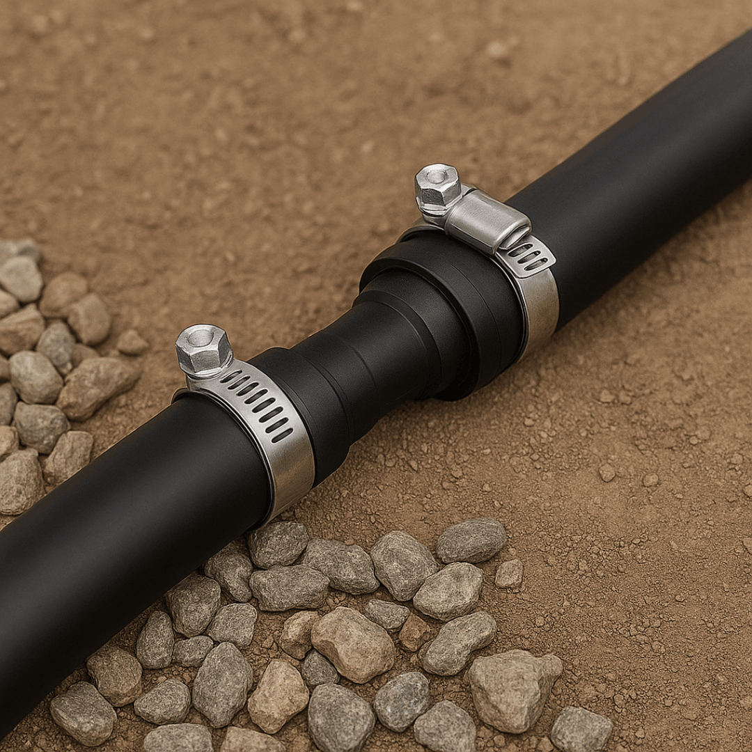 Airline Connector and Clamp Pack with UV-resistant nylon connectors and galvanized steel clamps for leak-free pond aeration tubing