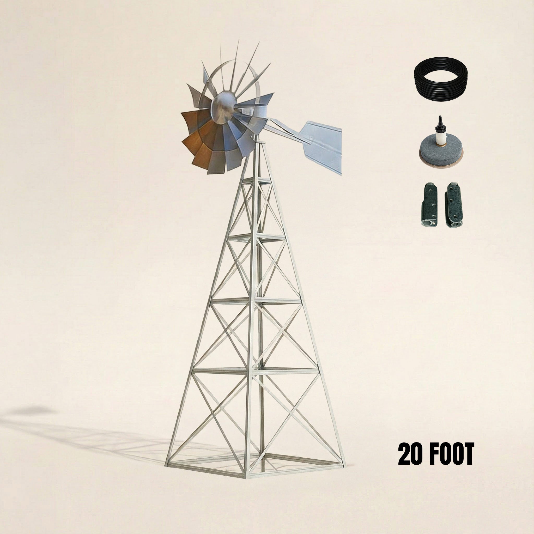 Steel Windmill Pond Aerator | 4-Leg Tower | Base Kit