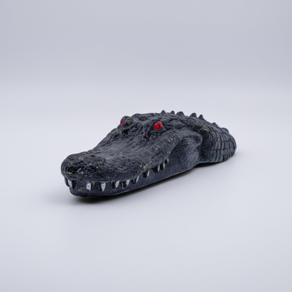 Floating Alligator Head Decoy deterring herons, geese, and pond predators while protecting fish