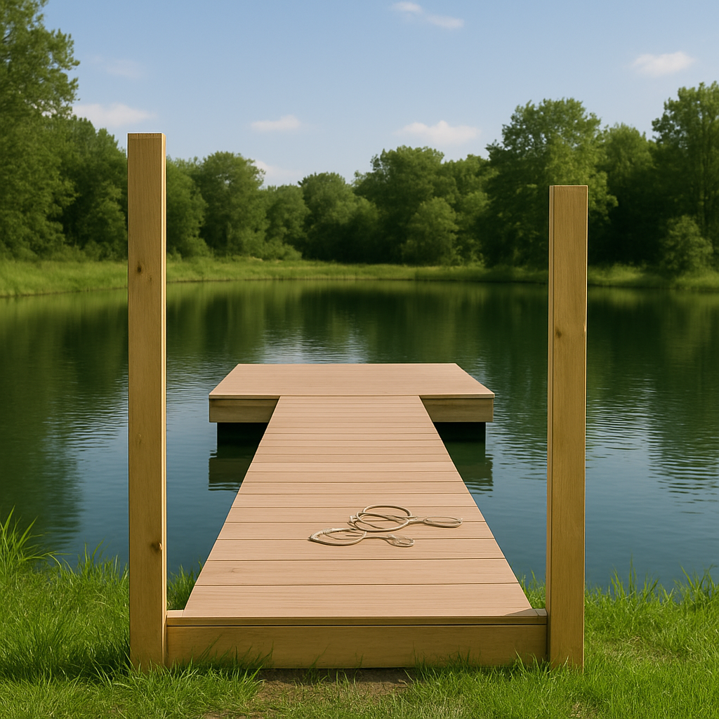 Floating Dock Shoreline Accessory Kit with galvanized steel hardware for secure dock-to-shore connections.