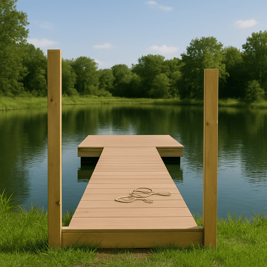 Floating Dock Shoreline Accessory Kit with galvanized steel hardware for secure dock-to-shore connections.
