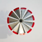 Garden Windmill Head Assembly with 30-inch red-tipped fan, complete replacement head for Outdoor Water Solutions wooden garden windmills, built for durability and smooth rotation.