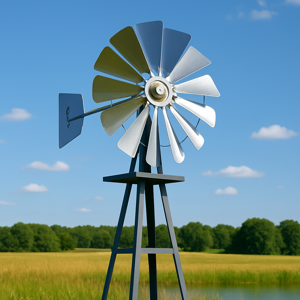 Garden Windmill Head Replacement with 30-inch fan, fully assembled galvanized steel head for outdoor yard and garden windmills