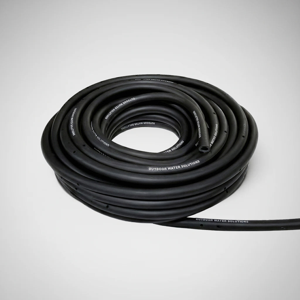 coiled black airline tubing hose with tiny holes for pond aerator winter warm airflow