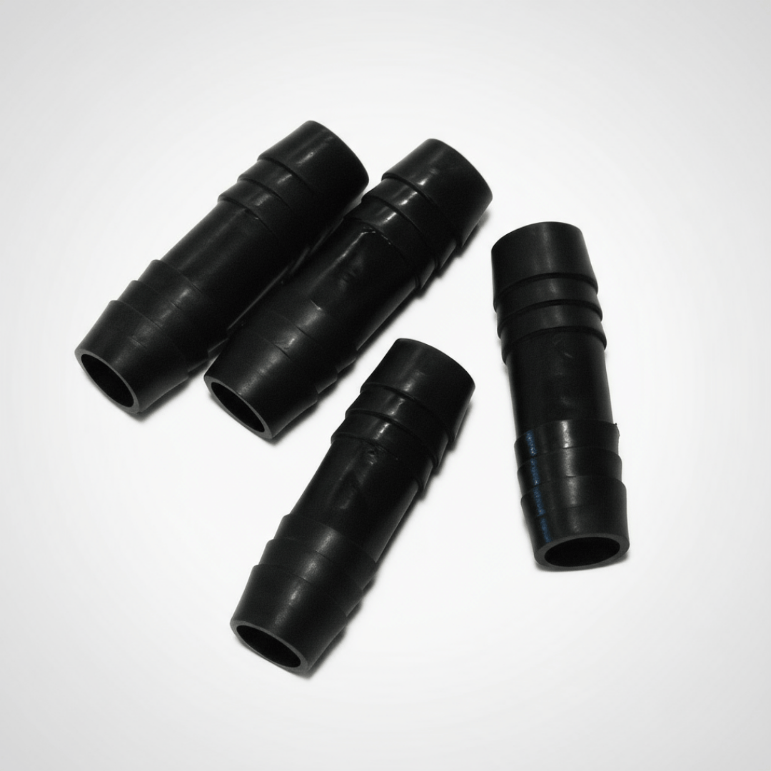 Pond Aerator Airline Connector 4 Pack – 3/8 inch nylon hose connectors for secure, airtight pond aeration tubing connections.