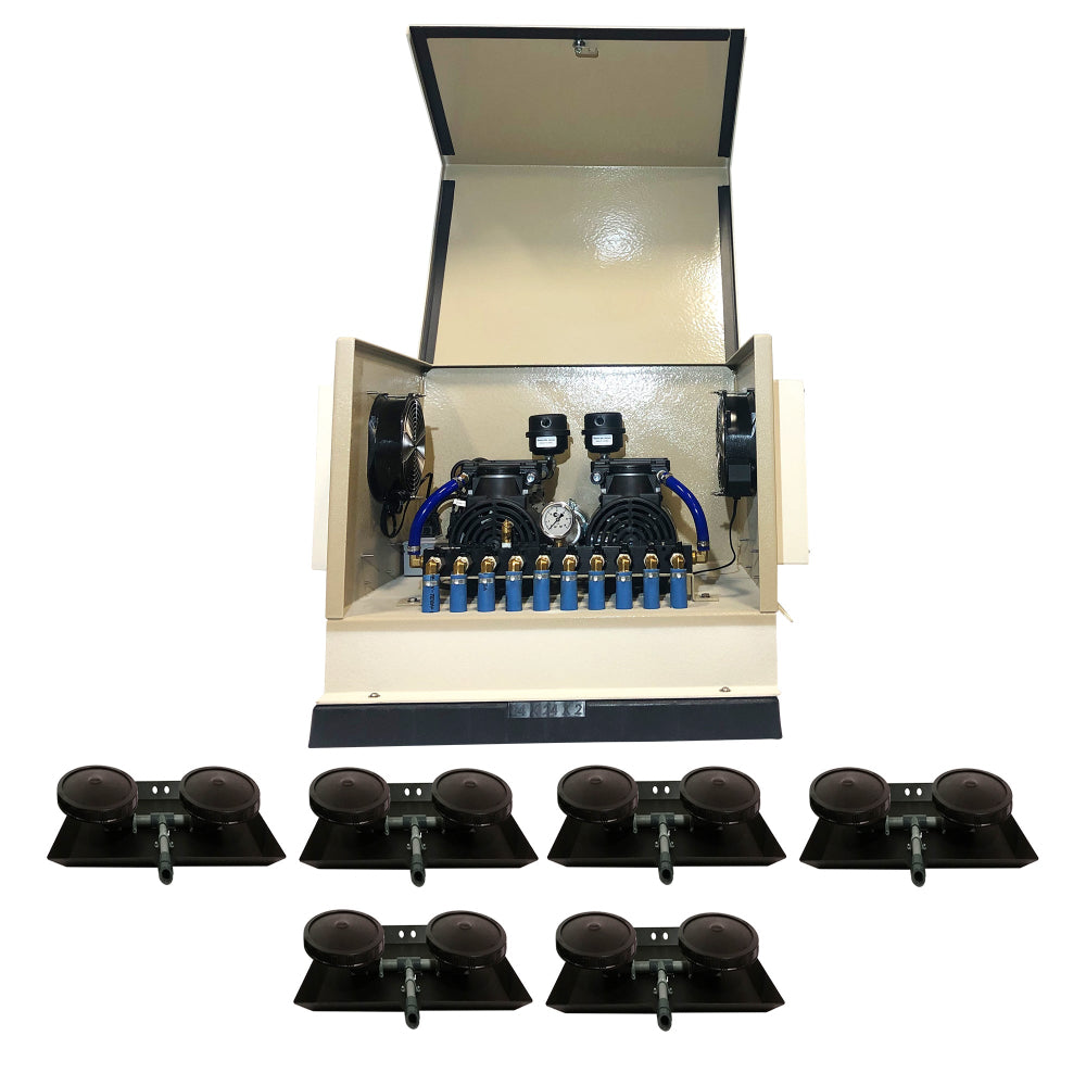 Pond Aerator Bubbler – AerMaster Pro 1HP system with dual compressors and diffusers for ponds up to 6 acres