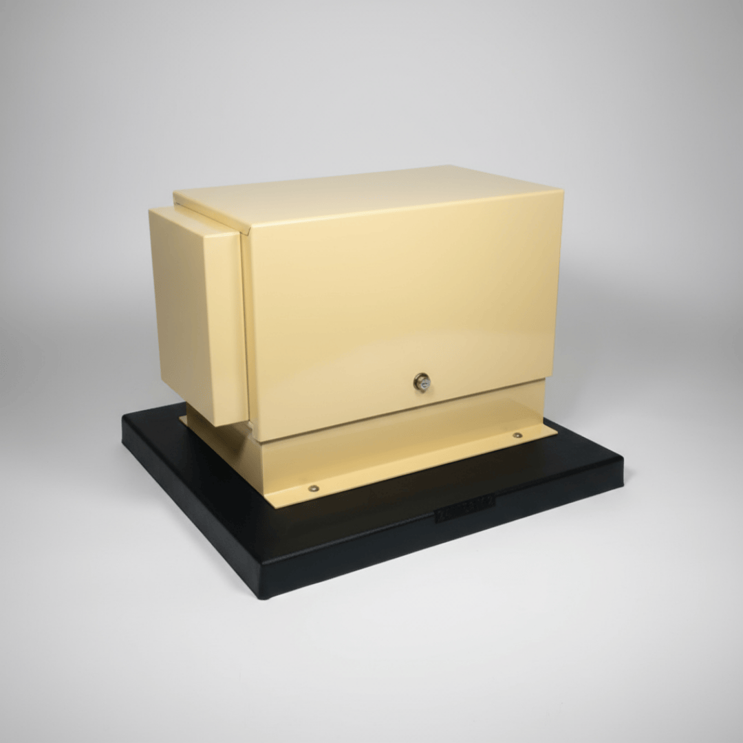 AerMaster Pro 1 pond aerator bubbler system in tan cabinet.