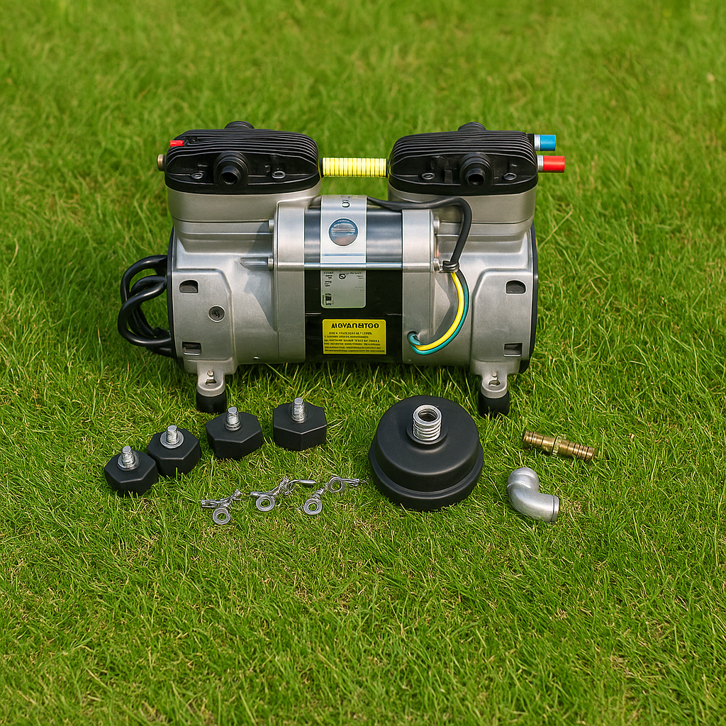 Pond Aerator Compressor Kit by Gast with oil-free rocking piston compressor for reliable continuous-duty pond aeration.