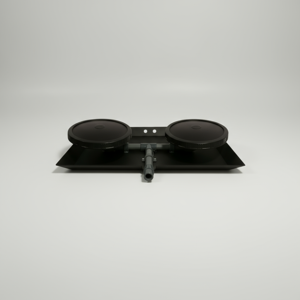 Pond aerator diffuser with double 9-inch rubber membranes and self-sinking base for efficient pond aeration.