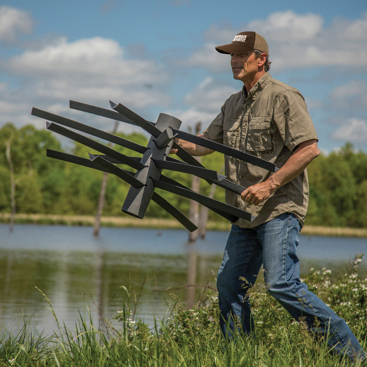 Root Wad Fish Structure fish attractor for baitfish cover and bass habitat.