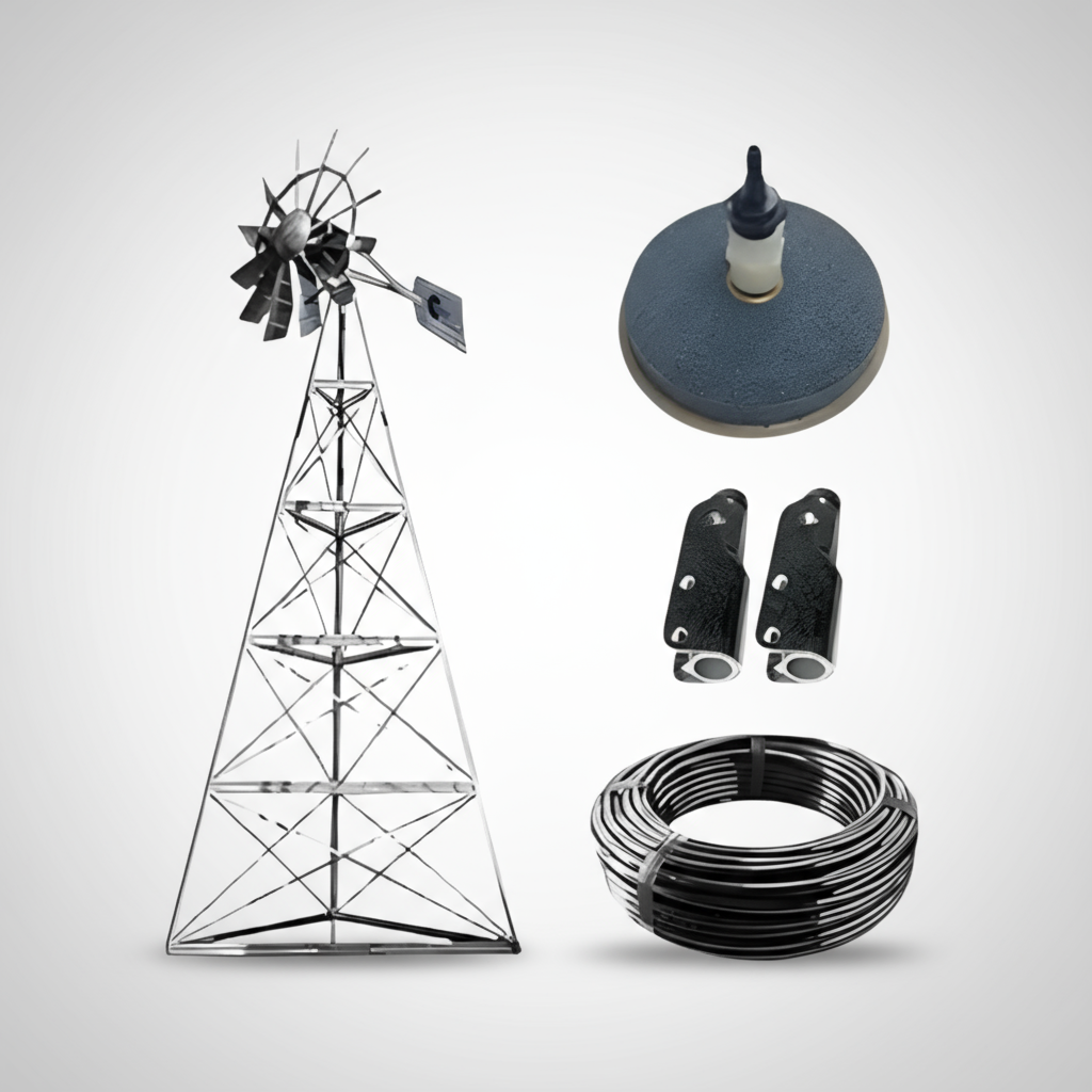 Steel Windmill Pond Aerator | 3-Leg Tower | Base Kit