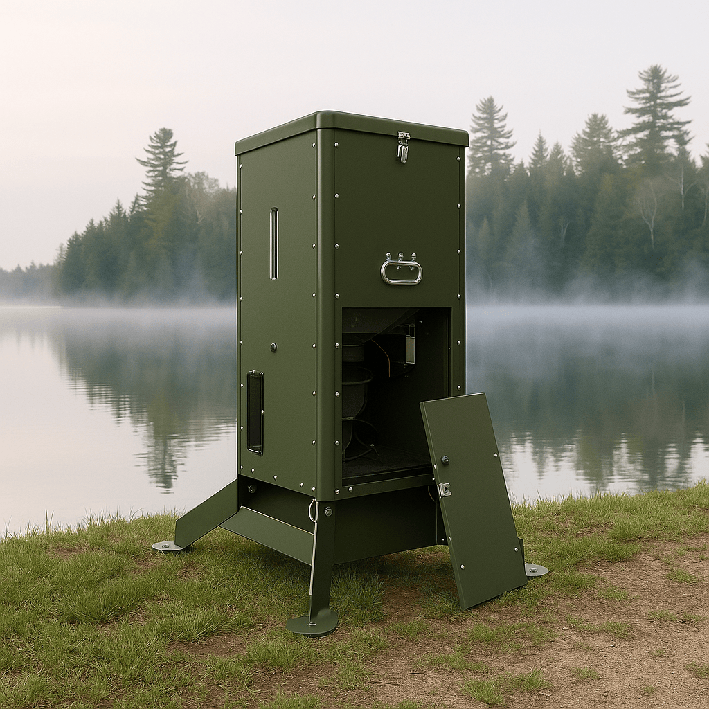 Solar Fish Feeder For Pond by American Feeder – H125 all-aluminum solar fish feeder