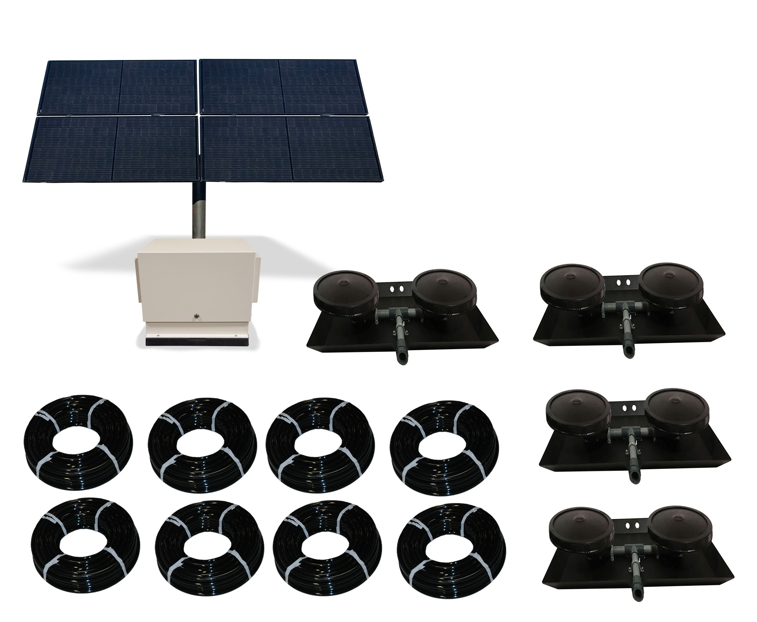 Solar Pond Aerator Bubbler TurboAirXL 6.8 CFM ground mount system for 1 to 5 acre ponds