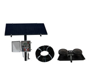 Solar Pond Aerator NitroAir 24V direct drive system with 300W pole-mounted solar panel and pond aeration diffusers