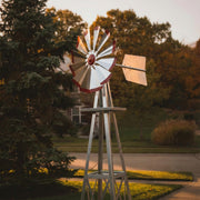 Steel Garden Windmill for Yard with galvanized steel construction, smooth rotating blades, and classic farm-style design