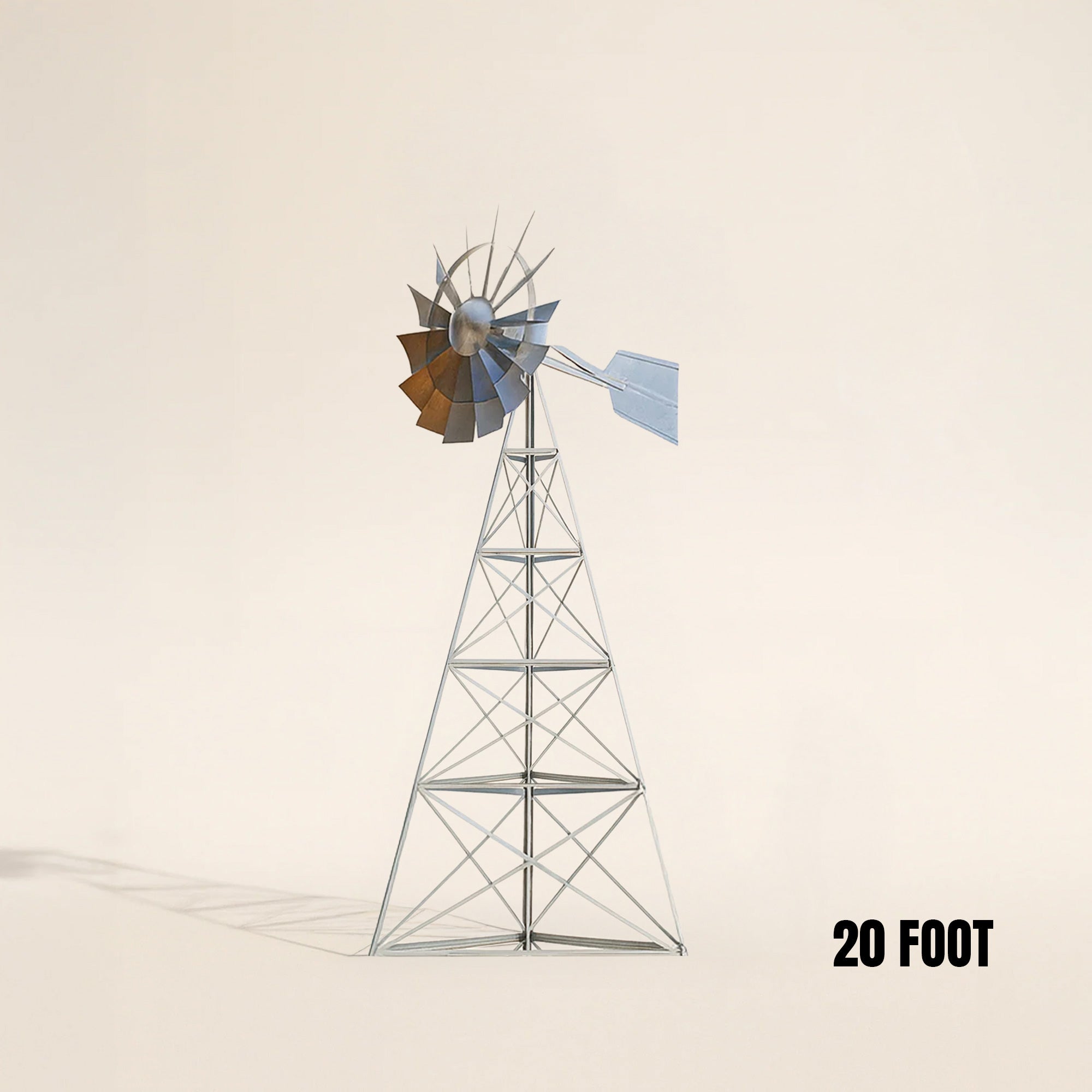 Steel Tower Large Windmill for Yard with 3-leg galvanized steel tower and self-governing ornamental windmill design