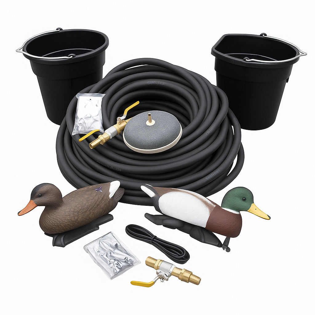 Windmill Aerator Upgrade medium pond kit with weighted airline, airstone, and diffuser marker