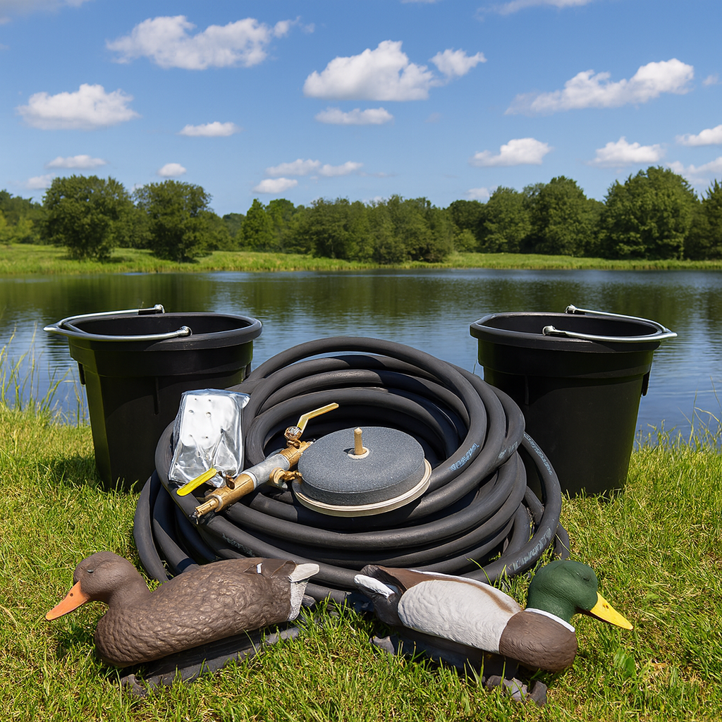 Windmill Aerator Upgrade medium pond kit with weighted airline, airstone, and diffuser marker