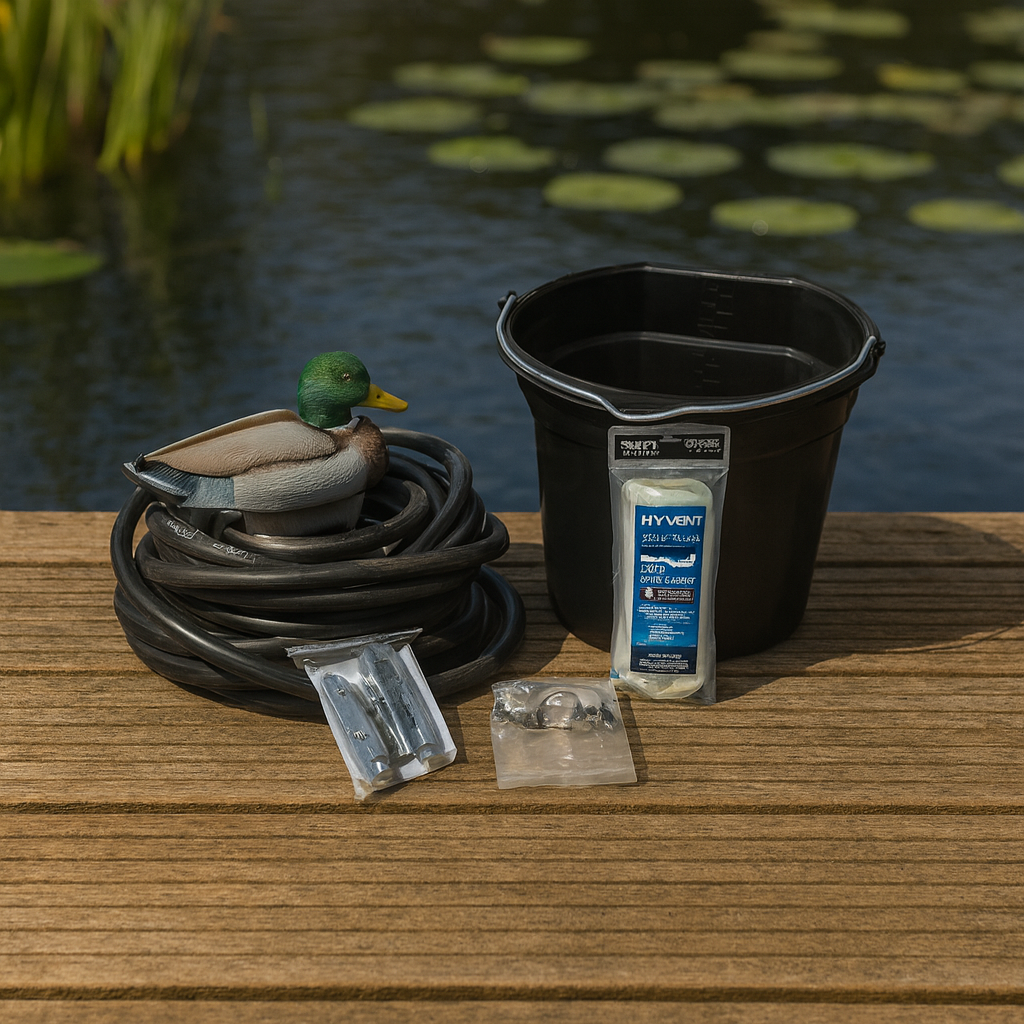 Windmill Aerator Upgrade small pond accessory kit with weighted airline, airstone housing, tower hinges, and duck decoy marker