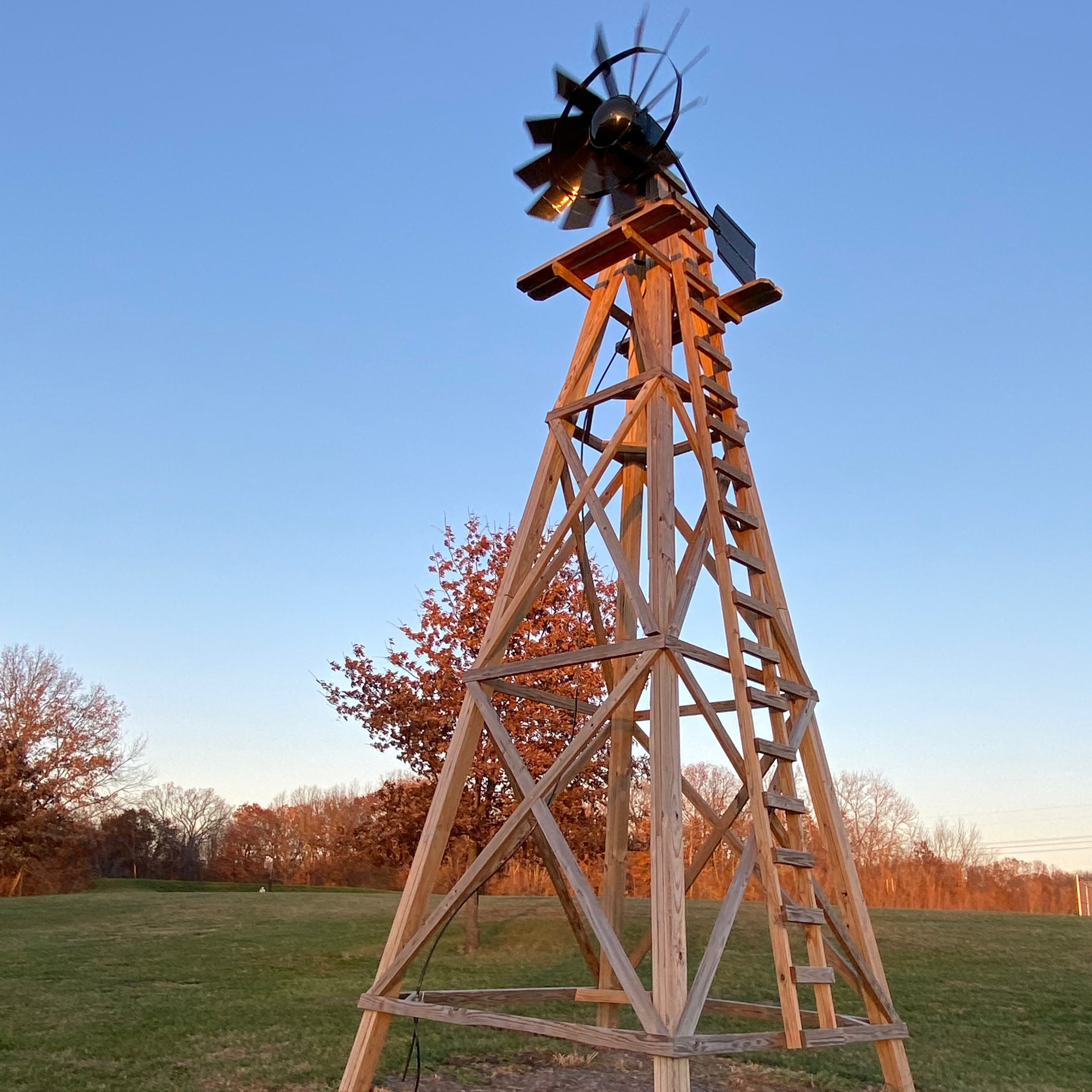 Windmill Head Aerator For Pond with galvanized steel head for DIY wood tower and 4.5 CFM aeration.