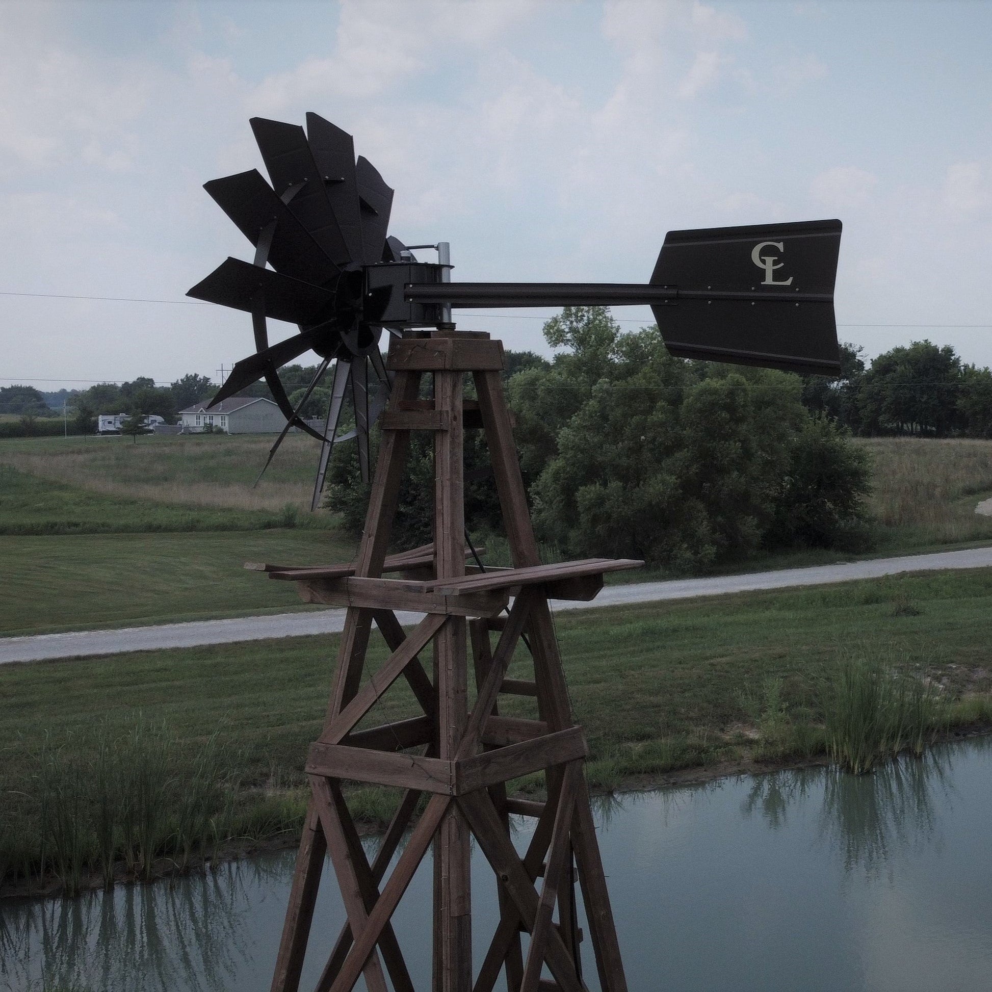 Windmill Head Aerator For Pond with galvanized steel head for DIY wood tower and 4.5 CFM aeration.