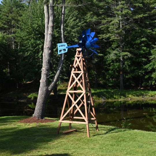 Windmill Head Aerator For Pond with galvanized steel head for DIY wood tower and 4.5 CFM aeration.