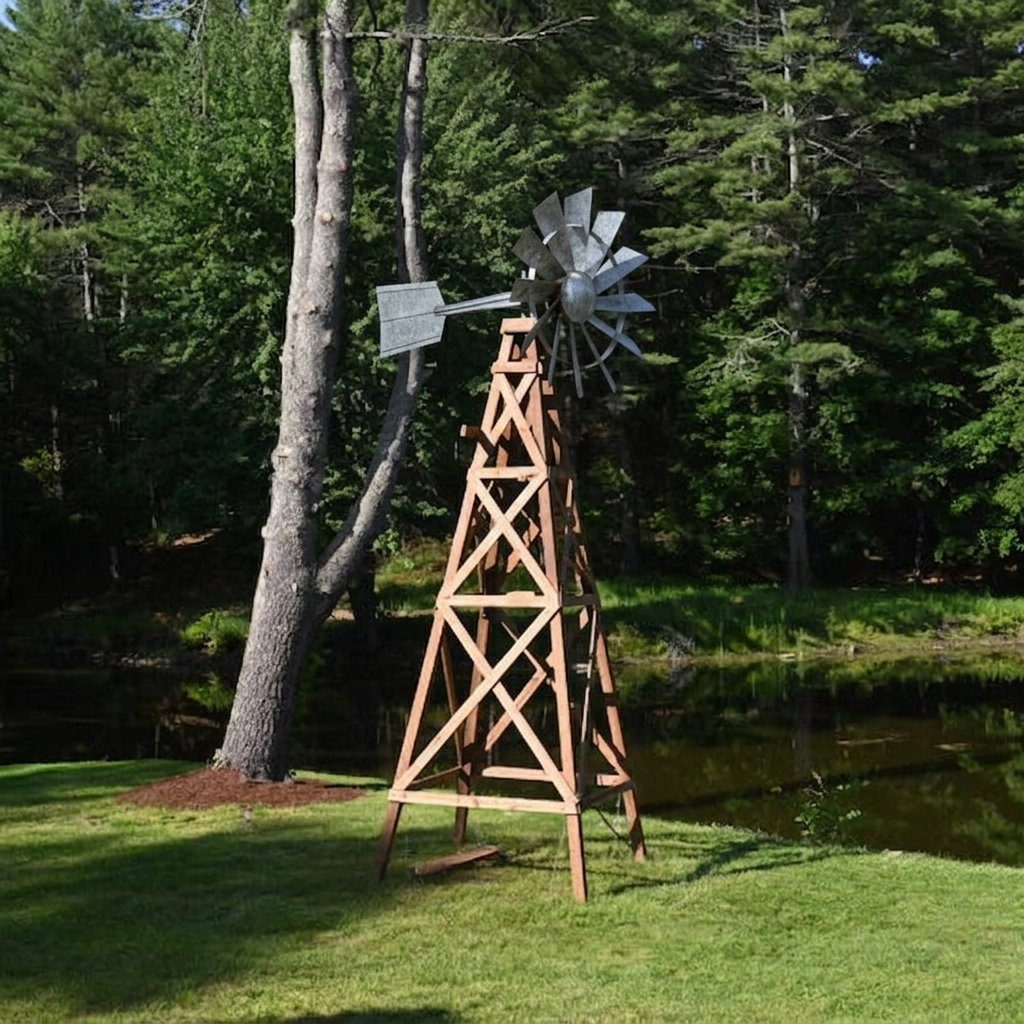 Windmill Head Aerator For Pond | DYI Wood Tower Windmill | 4.5 CFM