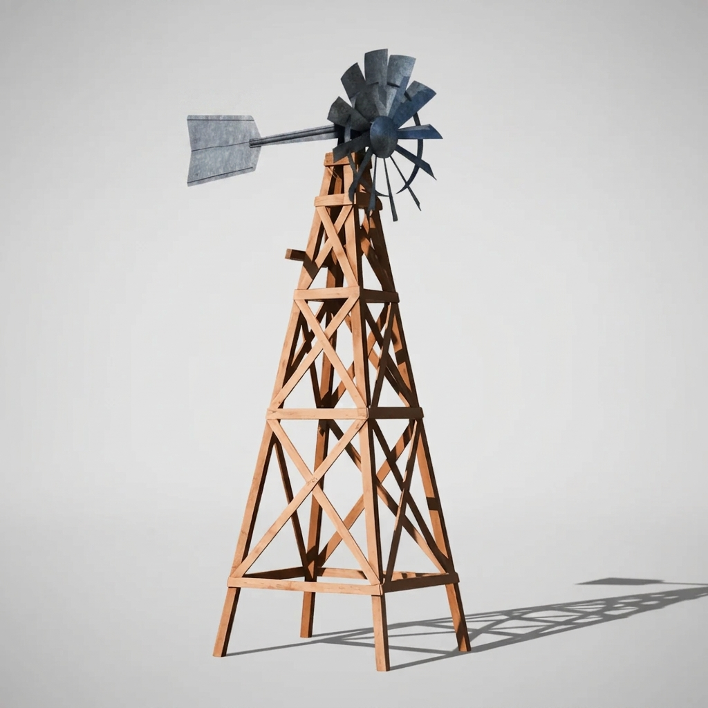 Windmill Head Aerator For Pond | DYI Wood Tower Windmill | 4.5 CFM