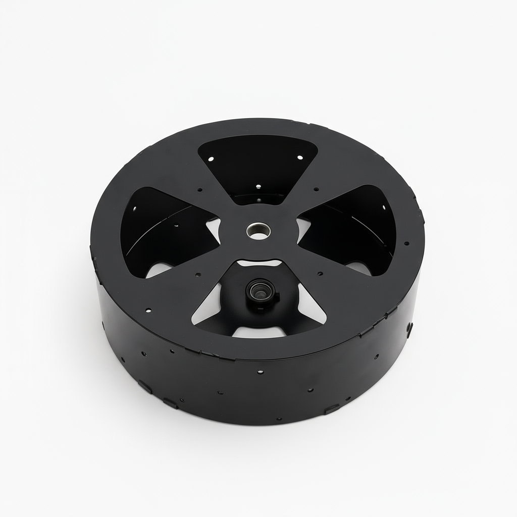 Windmill Hub Assembly made from heavy-duty steel with black powder-coated finish for Outdoor Water Solutions pond aerator and yard windmills.