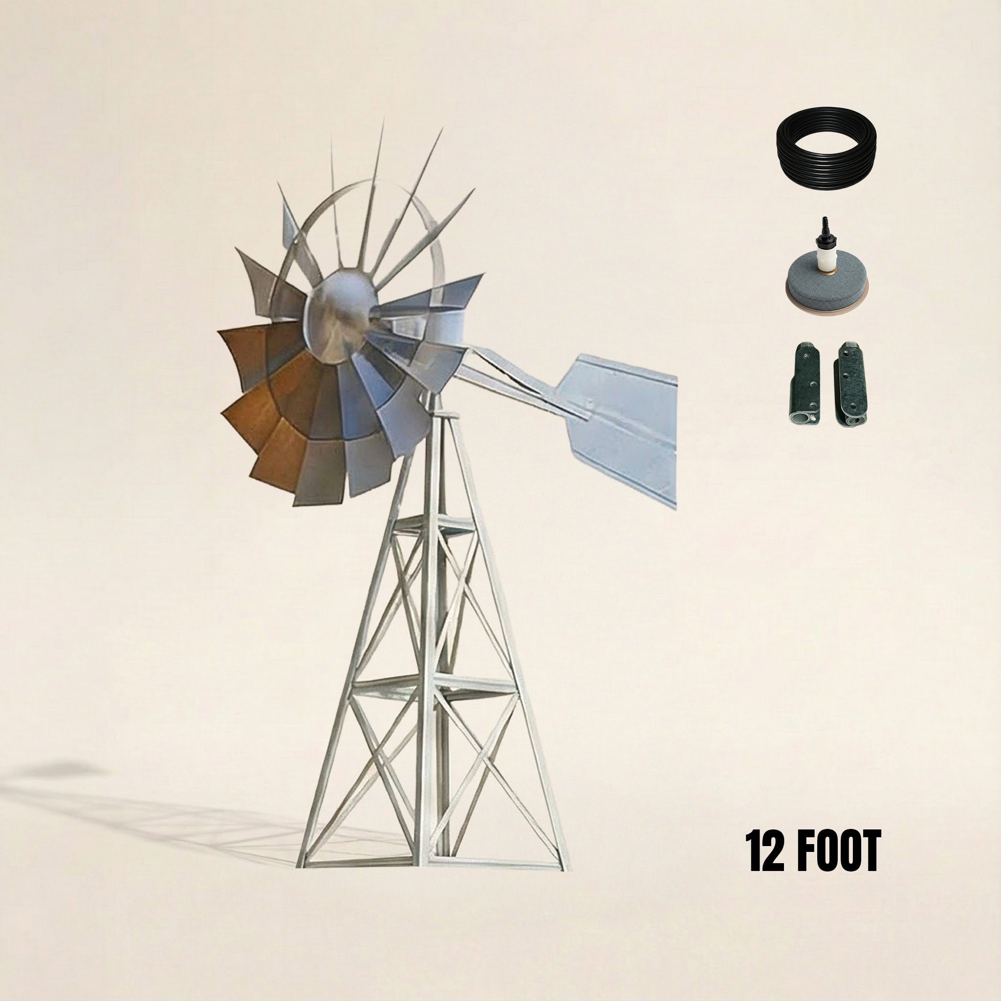 Steel Windmill Pond Aerator | 4-Leg Tower | Base Kit
