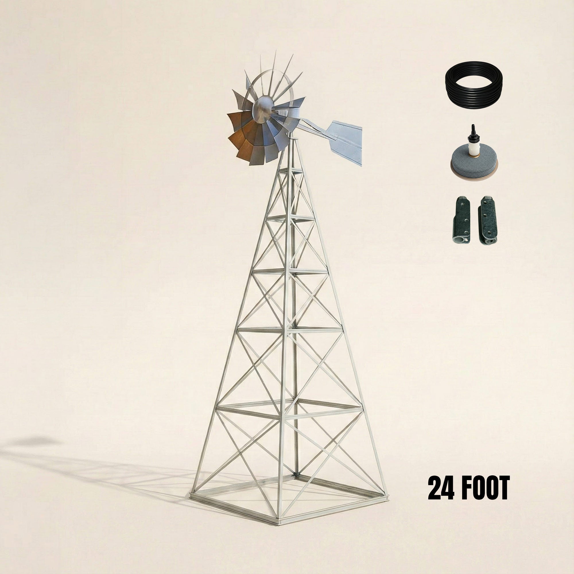 Steel Windmill Pond Aerator | 4-Leg Tower | Base Kit