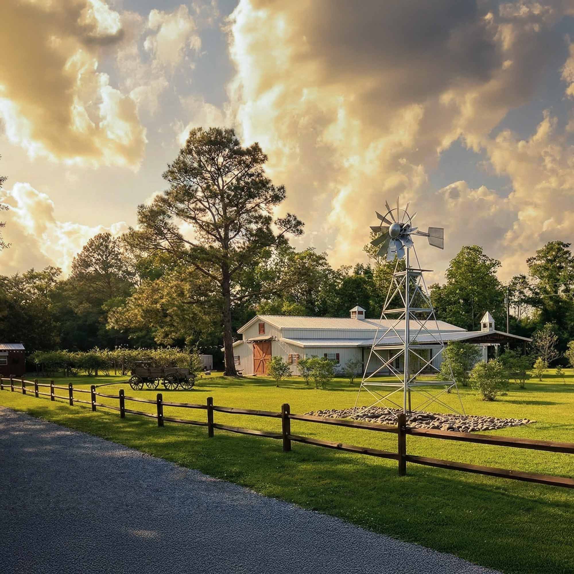 Steel Tower Large Windmill for Yard | 4-Leg