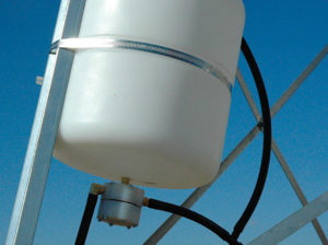 A freeze control unit on a windmill frame.
