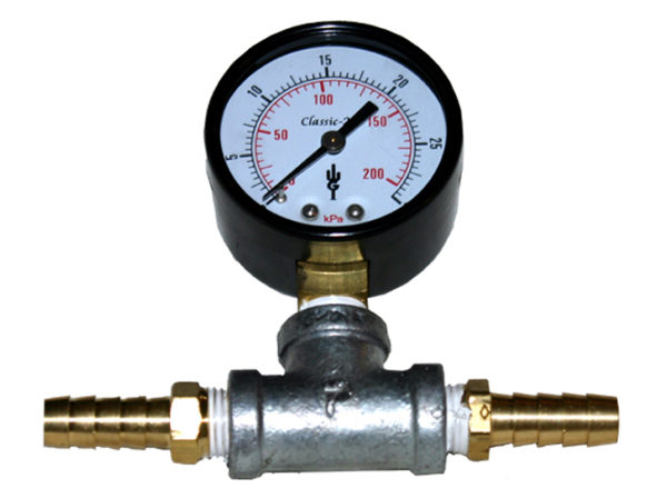 a 1/2 inch in-line pressure gauge.