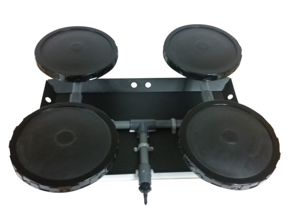 A 4-disc 9 inch rubber membrane diffuser with self-sinking base.