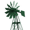 A green windmill against a white background.