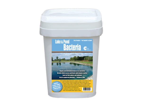 A bucket of Lake and Pond Bacteria on a white background.