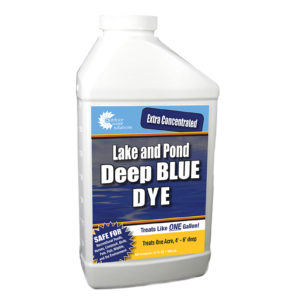 A white bottle of All Natural Deep Blue Pond Dye on a white background.