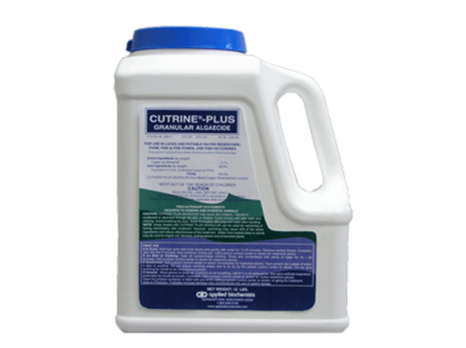 A large bottle of Cutrine Granular on a white background.
