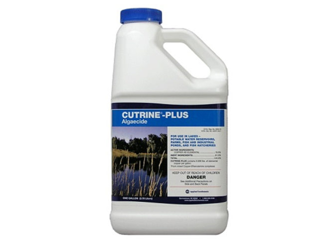 A bottle of Cutrine-Plue on a white background.