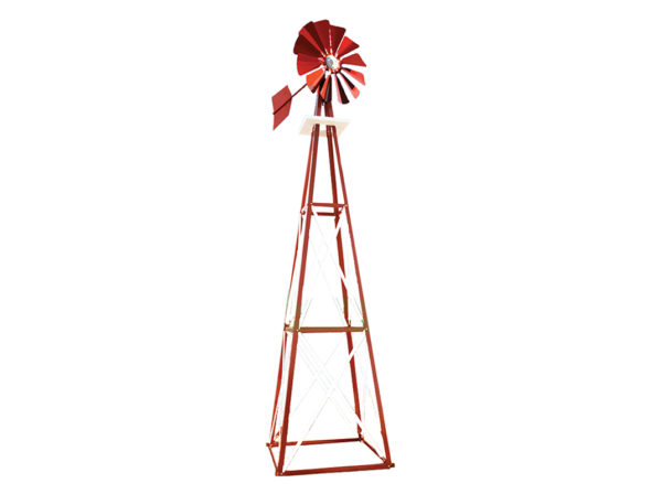 Full image of a Large Backyard Windmill in red on a white background.