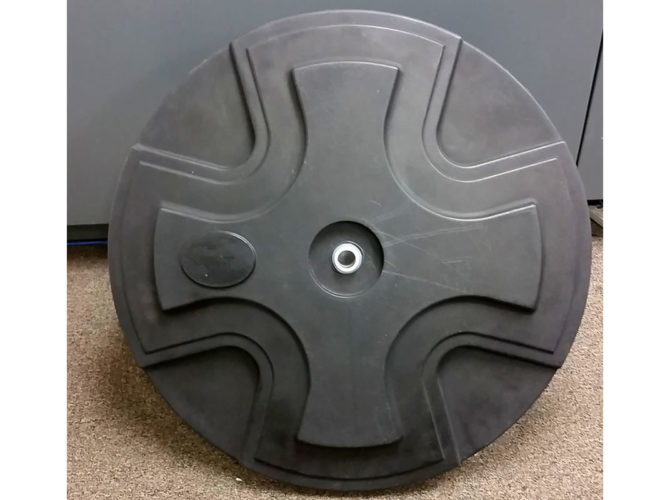 A floating fountain in an office floor.