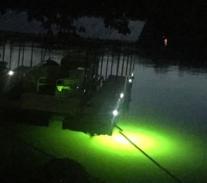 See the bright green glow from the Green Monster Undewater Fishing Light